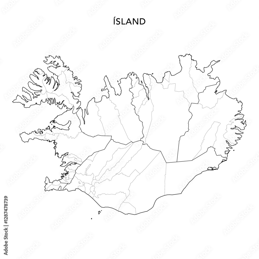 Geopolitical Vector Map of Iceland (Ísland) with Municipalities ...