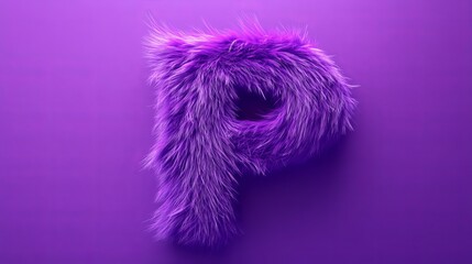 Poster - Furry purple letter P on a matching purple background, textured vibrant design. Creative typography and graphic design concept