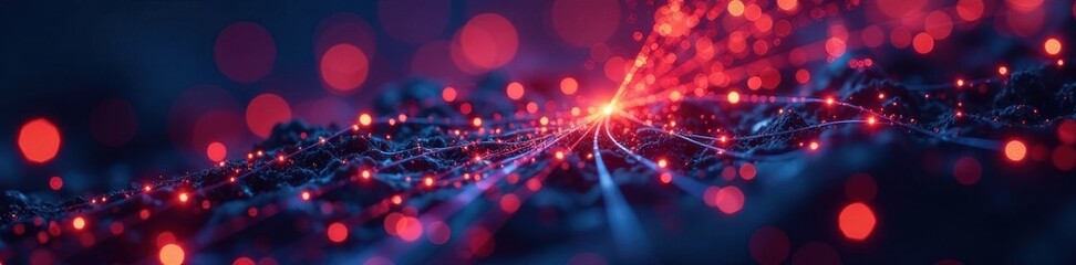 Intricate fiber optic network, illuminated backdrop , art, abstract