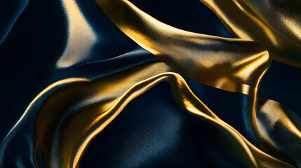 Poster - Close up image of gold colored fabric texture with intricate patterns and natural sheen