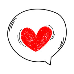 Poster - Doodle hearts in bubble speech. hand drawn style. love of symbol. vector illustration