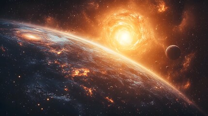 Wall Mural - captivating supernova illuminating swirling stars and glowing planets in cosmic galaxy backdrop