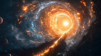 Wall Mural - captivating cosmic swirl glowing supernova sparks galactic symphony of light and motion