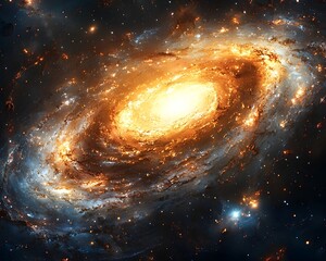 Poster - radiant cosmic view of glowing stars swirling around pulsating white dwarf galaxy