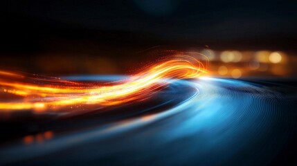Poster - Dynamic Light Trails on Dark Background Creating a Sense of Movement and Energy in Abstract Art
