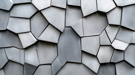 Canvas Print - Abstract close-up of a textured wall with irregular geometric shapes in muted gray tones