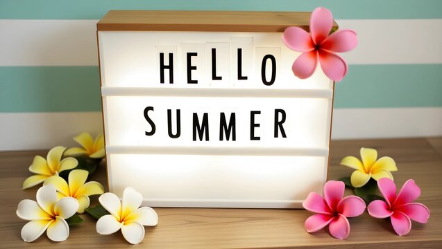 Hello Summer: A Vibrant Lightbox Celebration with Floral Accents