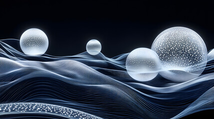 Poster - Group of white eggs floating in a wave on a calm surface of water