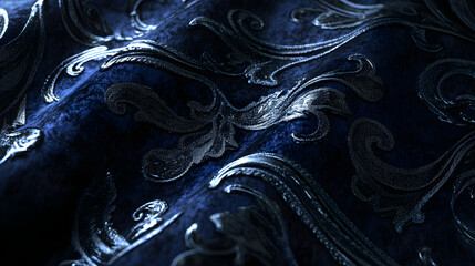 Poster - Close up of black and silver textured fabric showing detailed weave and pattern