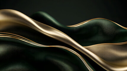 Poster - Green and gold background with wavy pattern for graphic design and art projects
