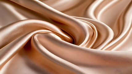 Poster - Close up of beige satin fabric showing texture and sheen in natural light