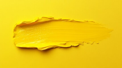 Aufkleber - Bright yellow paint smear on matching vivid background, textured brush stroke. Artistic expression and creativity concept