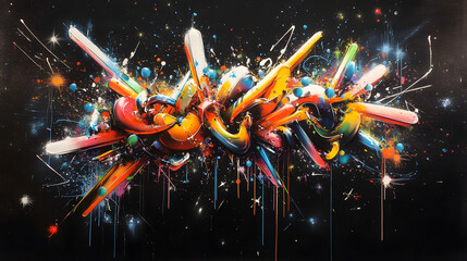 Poster - Vibrant abstract artwork featuring a blend of colors and shapes creating a dynamic visual experience