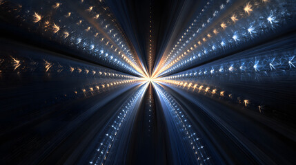 Poster - Dark tunnel with a bright light source at the center creating a mysterious atmosphere