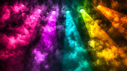 Poster - Vibrant rainbow colored smoke filling the air with colorful light effects