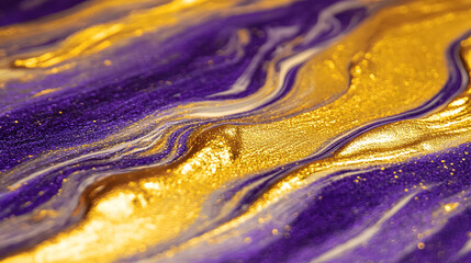 Poster - Close up view of a purple and gold marble texture with intricate patterns and swirls