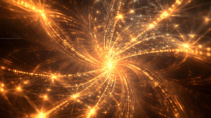 Poster - Computer generated image of a colorful star burst with radiating light effects in a dark background