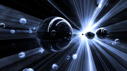 Poster - Black and white image of a perfectly round sphere on a plain background
