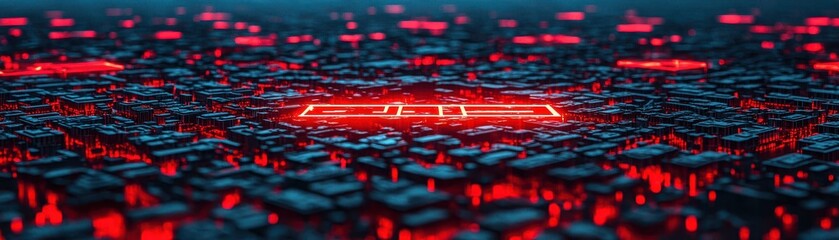 Poster - Futuristic digital landscape abstract visualization 3d graphics neon environment aerial view technology concept