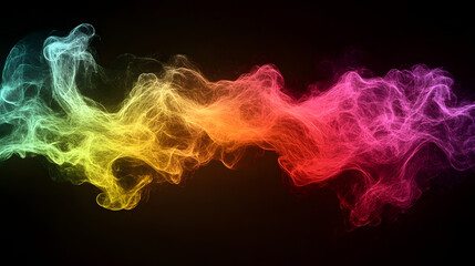 Poster - Colorful smoke swirling on a black background creating abstract patterns and designs