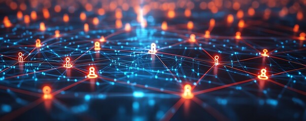 Poster - abstract digital illustration of people in a network