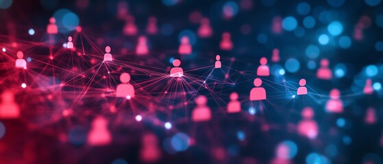 Poster - Abstract illustration of people interconnected in a tech network
