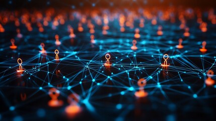 Poster - Abstract tech illustration of people linked in a network