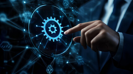 Poster - automation of business or robotic process rpa technology. transfer of data between application. busi
