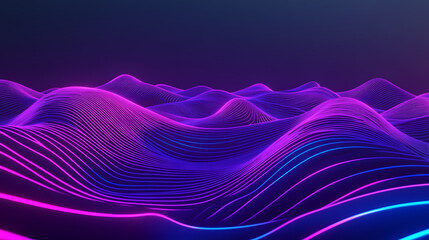 Fototapete - Abstract background with three-dimensional lines and waves in vibrant colors and smooth gradients
