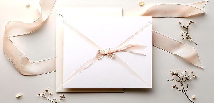 Pastel-Themed Wedding Invitation Cards with Elegant Ribbons