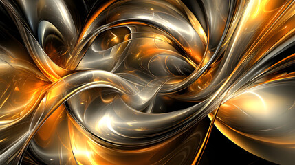 Poster - Abstract background featuring a swirling pattern in black and orange colors creating a dynamic visual effect