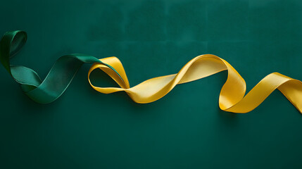Poster - Green background with yellow ribbon for decoration and design purposes