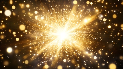 Poster - Bright explosion of light and sparks in a dark background creating a dramatic and energetic visual effect