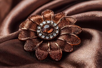 Exquisite brooch on silk fabric