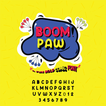 vector illustration of a happy birthday card Boom Paw Font  A Fun and Playful Comic-Style Typeface for Bold, Engaging, and Eye-Catching Designs 