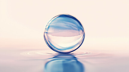 Wall Mural - a glistening oil droplet, perfectly spherical, with a smooth reflective surface