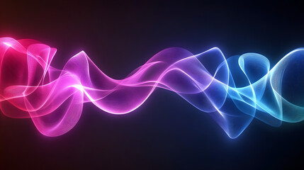 Poster - Colorful wave lines flowing gracefully on a black background creating a dynamic visual effect