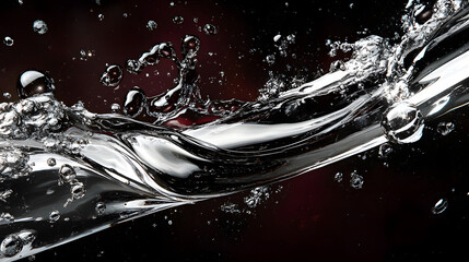 Poster - Black and white photograph of water splashing against a surface creating dynamic motion and texture