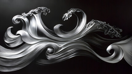 Poster - Black and white abstract background featuring swirling lines and shapes for artistic design and creative projects