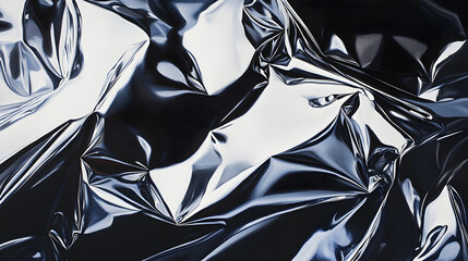 Poster - Black and white background with shiny metallic foil texture for design and abstract purposes