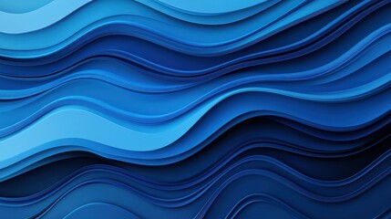 Wall Mural - A visually striking design featuring layered waves in various shades of blue, creating a sense of depth and movement.