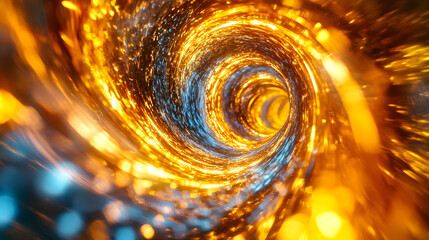 Poster - Spiral of light illuminating a dark room with soft glow and dynamic movement