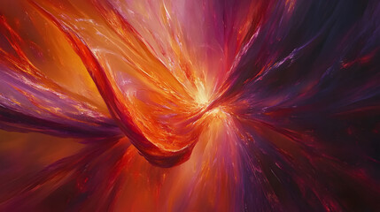 Poster - Painting of a red and yellow swirl abstract art design on canvas