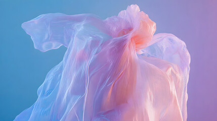 Poster - Plastic bag on a pink and blue background for creative and artistic designs