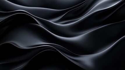 Poster - Abstract black wave pattern with glossy texture, elegant curves and shadows. Minimalistic design and modern art concept