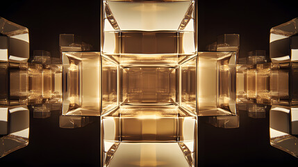 Poster - Glass block reflecting light creating interesting patterns and textures on the surface