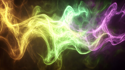 Poster - Colorful smoke swirls on a dark background creating an abstract artistic effect