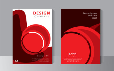 Wall Mural - Book covers with red colour, layouts or posters concept in modern minimal style for corporate identity, Brochure, Annual Report, Magazine, Poster, Business Presentation, Portfolio, Flyer, Vector