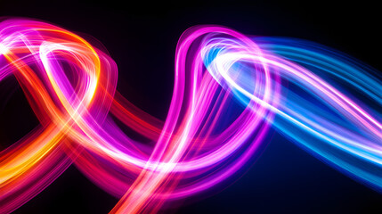 Poster - Colorful abstract light painting with swirling patterns and dynamic motion in dark background