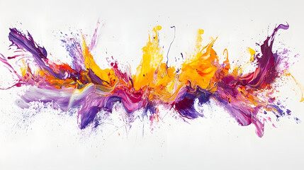 Fototapete - Colorful paint splashes on a white background creating an abstract artistic design